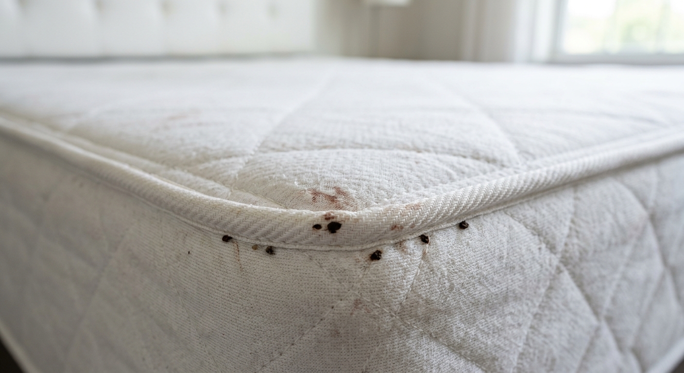 Before: Bed Bug Treatment on Master Bedroom Mattress