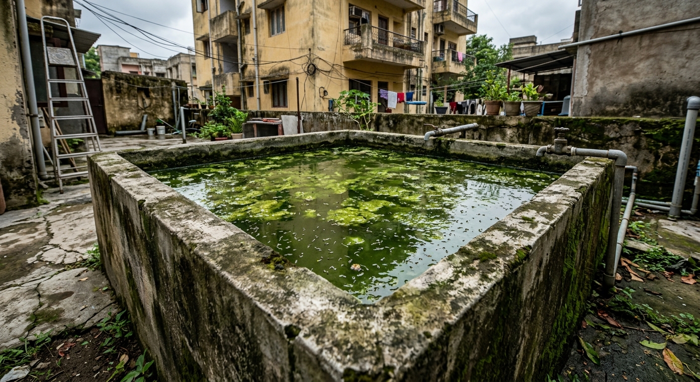 Before: Society Water-Tank Mosquito Breeding Treated